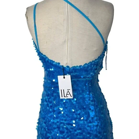 ILA Adria Sequin Dress in Blue 38 New Womens Long Formal Maxi Gown